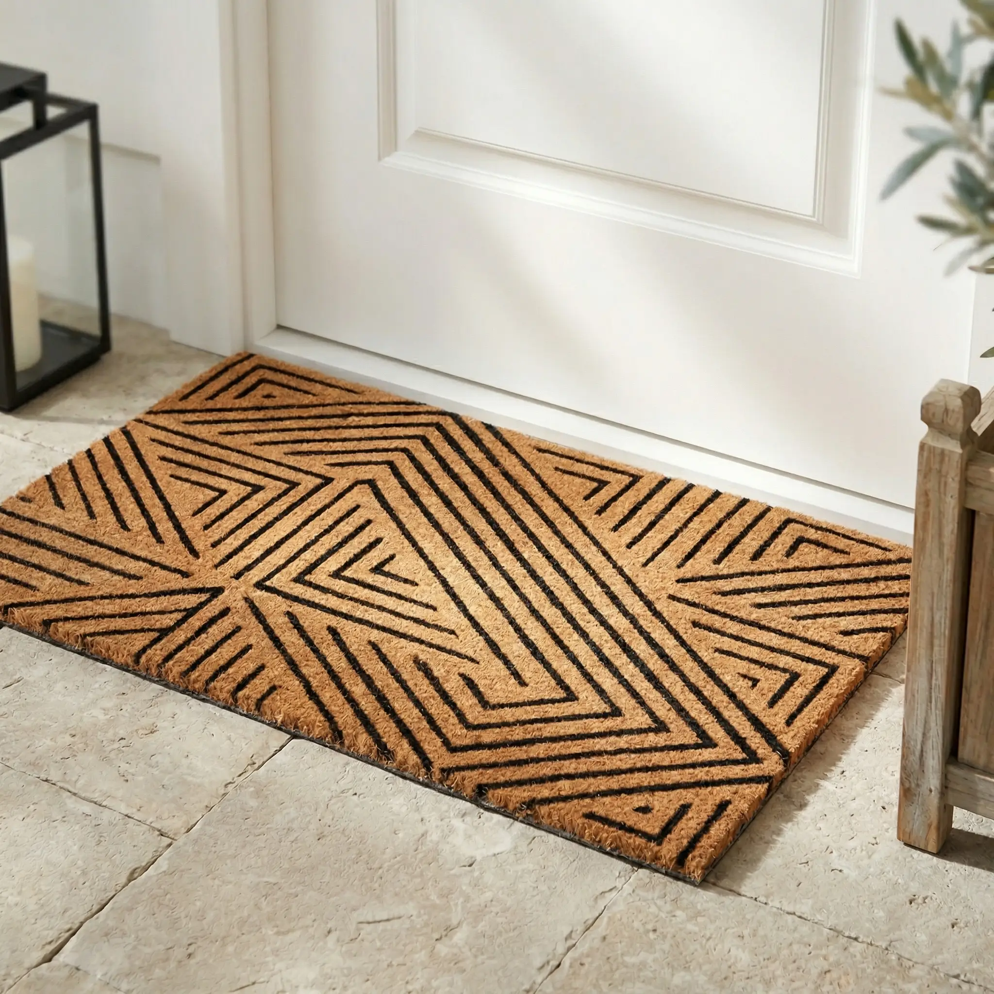 Tokyo - Black Coir Doormat by Fab Habitat
