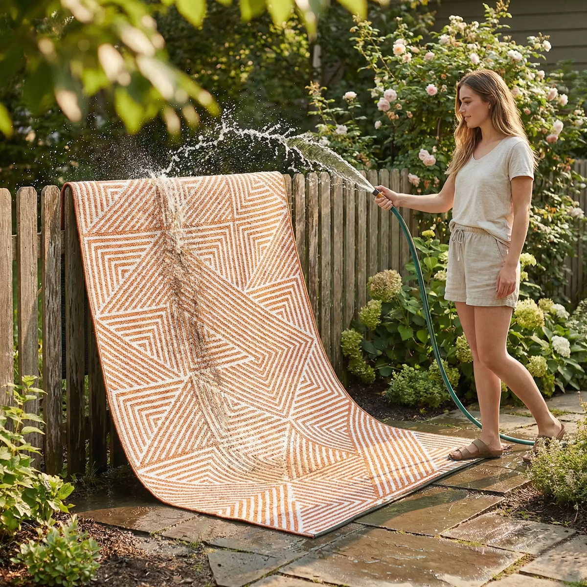 Tokyo - Burnt Orange Outdoor Rug for Patio, photo 6 of 7