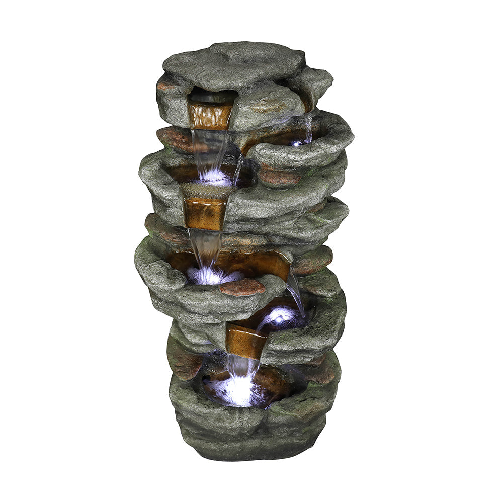 Resin Stacked Rock Outdoor Fountain 32 Inch Lit Water, photo 7 of 10