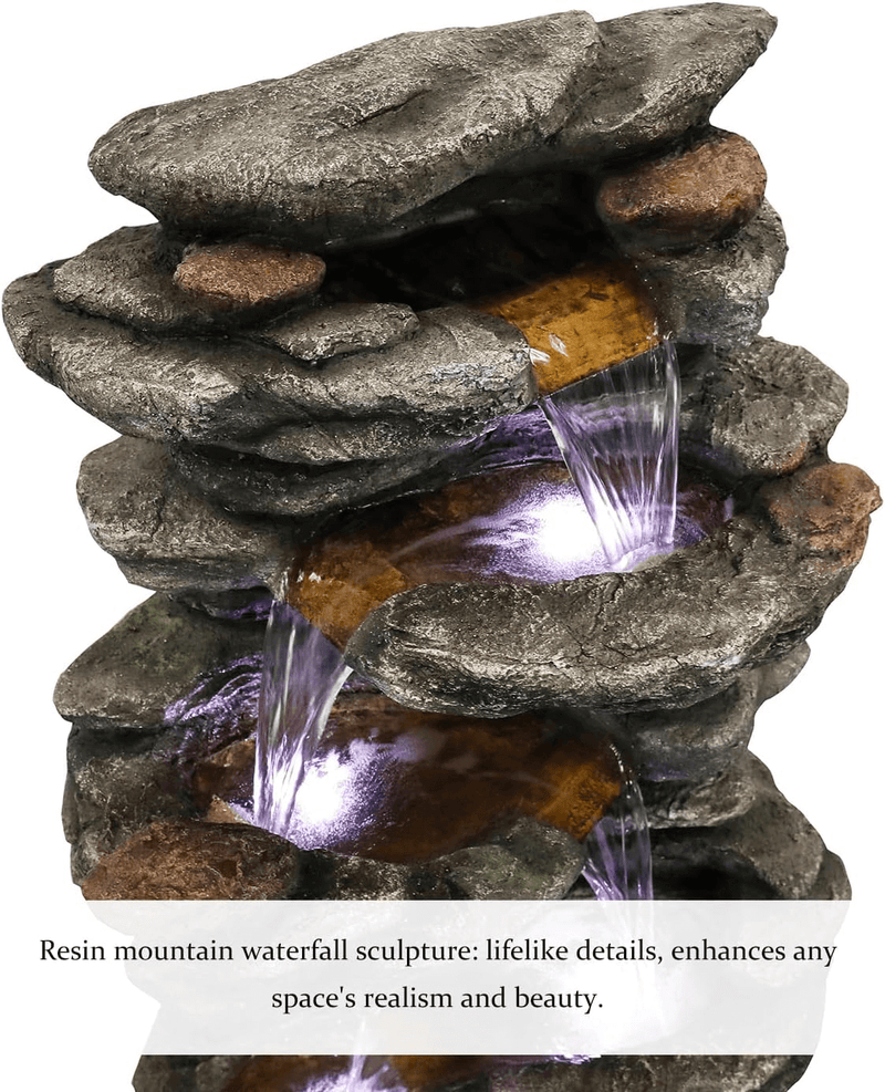 Resin Flagstone Outdoor Water Fountain with Moss 40 in, dimensions drawing