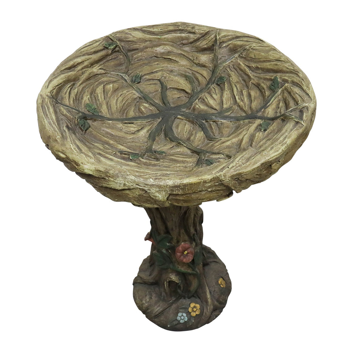 Concrete Bird Bath Rustic Trunk with Vines 24 Inch, photo 7 of 11