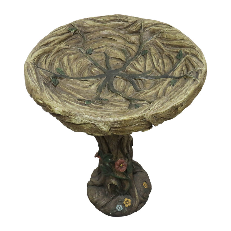 Concrete Bird Bath Rustic Trunk with Vines 24 Inch, photo 7 of 11