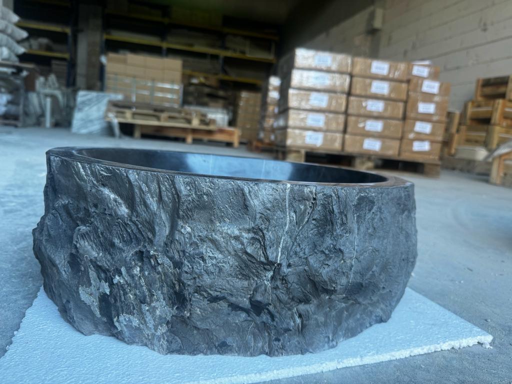 Toros Black Rustic Marble Above Vanity Bathroom Oval Sink (W)14" (L)17" (H)6" by GobekDesign