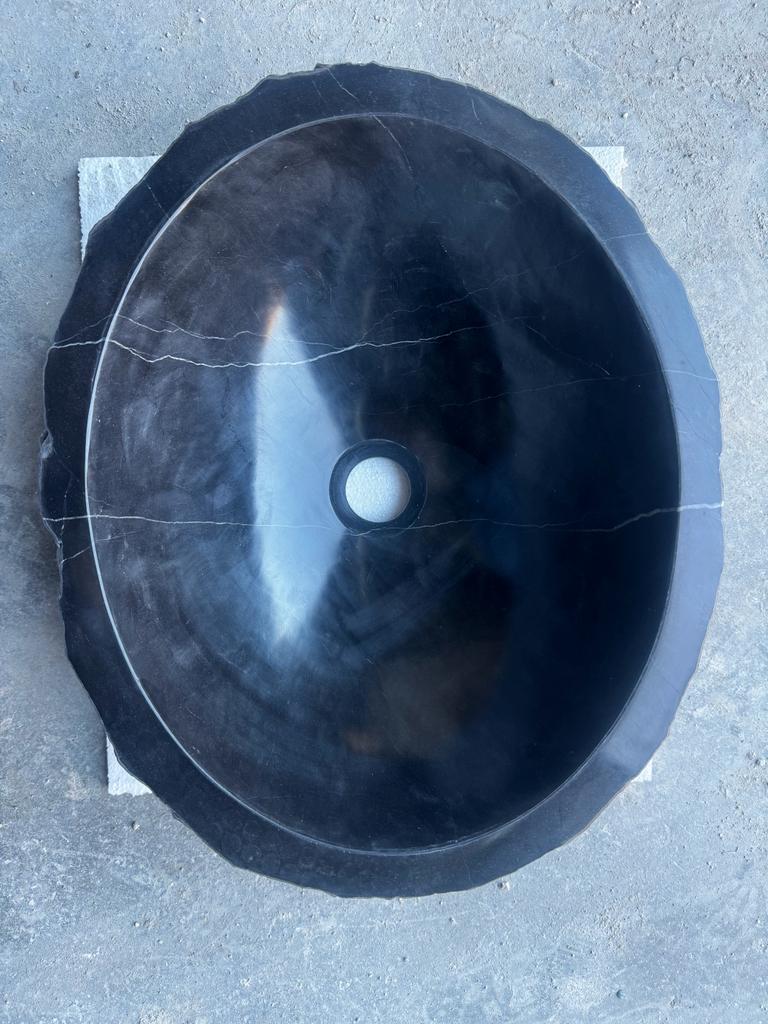 Toros Black Rustic Marble Above Vanity Bathroom Oval Sink (W)14" (L)17" (H)6" by GobekDesign