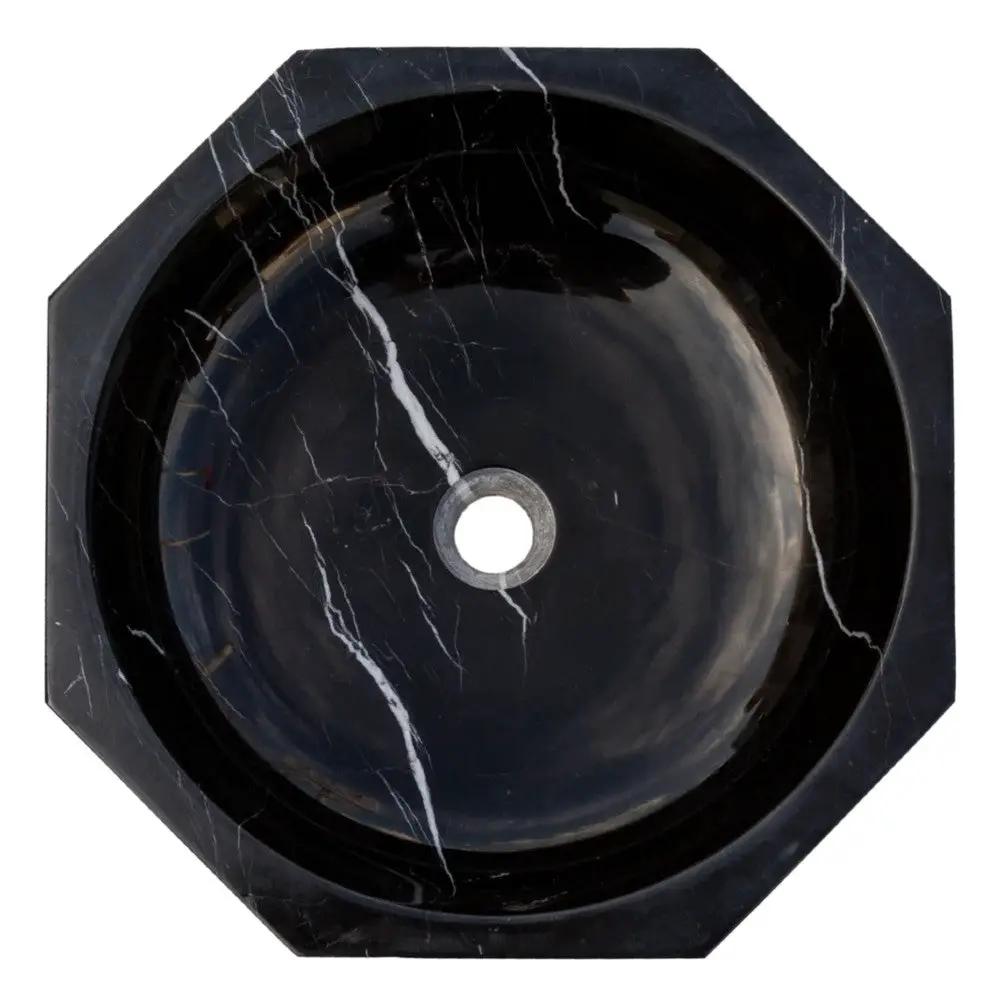 Black Marble Octagon Vessel Sink Bowl - Polished 16 x 5 Inches by GobekDesign