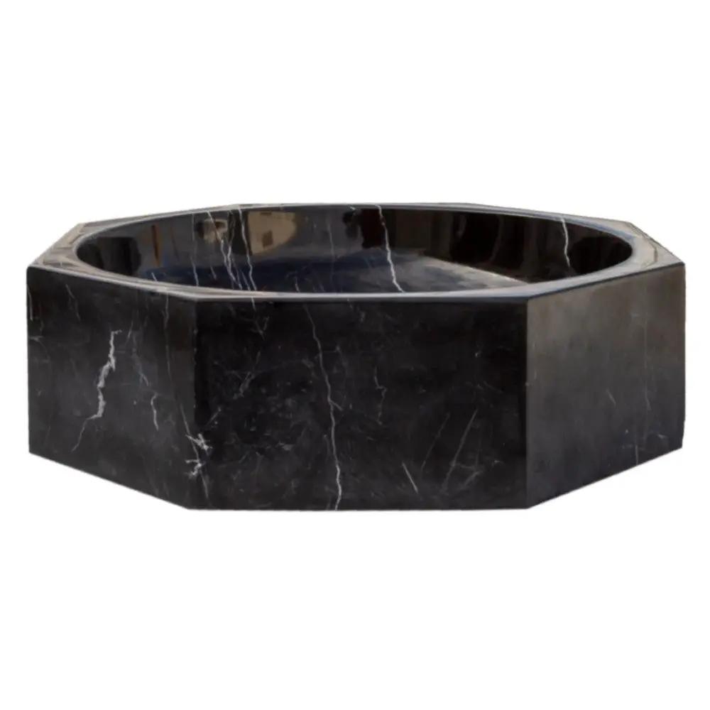 Black Marble Octagon Vessel Sink Bowl - Polished 16 x 5 Inches by GobekDesign