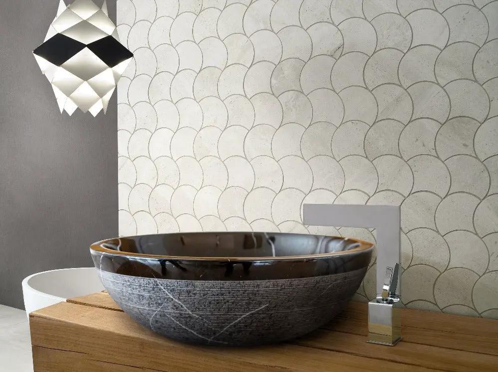 Black Marble Natural Stone Handcrafted Vessel Sink - Rough Exterior 16 x 6 Inches by GobekDesign