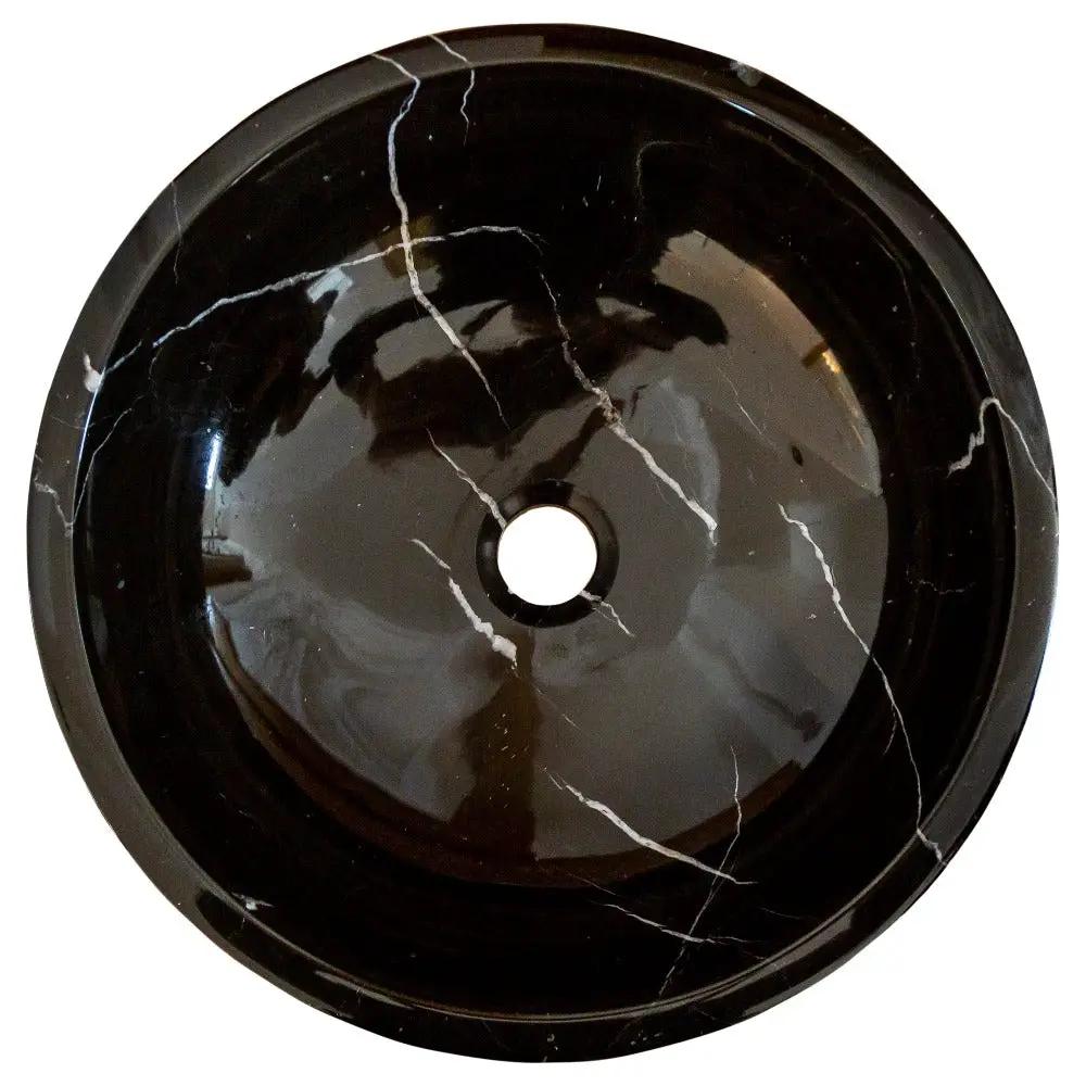 Black Marble Natural Stone Handcrafted Vessel Sink - Rough Exterior 16 x 6 Inches by GobekDesign