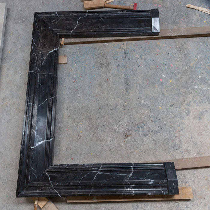 Toros Black Marble Hand-carved Fireplace Mantel Polished (L)49" (H)69" by GobekDesign