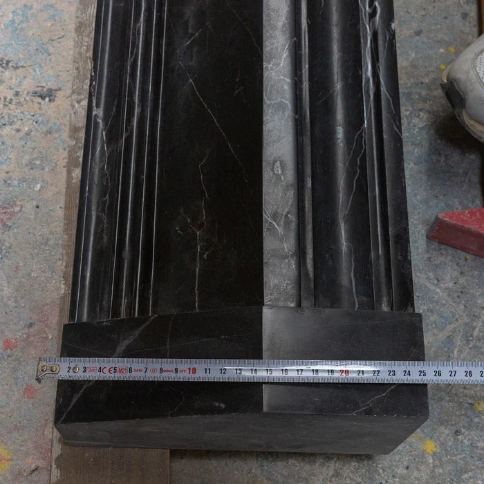 Toros Black Marble Hand-carved Fireplace Mantel Polished (L)49" (H)69" by GobekDesign