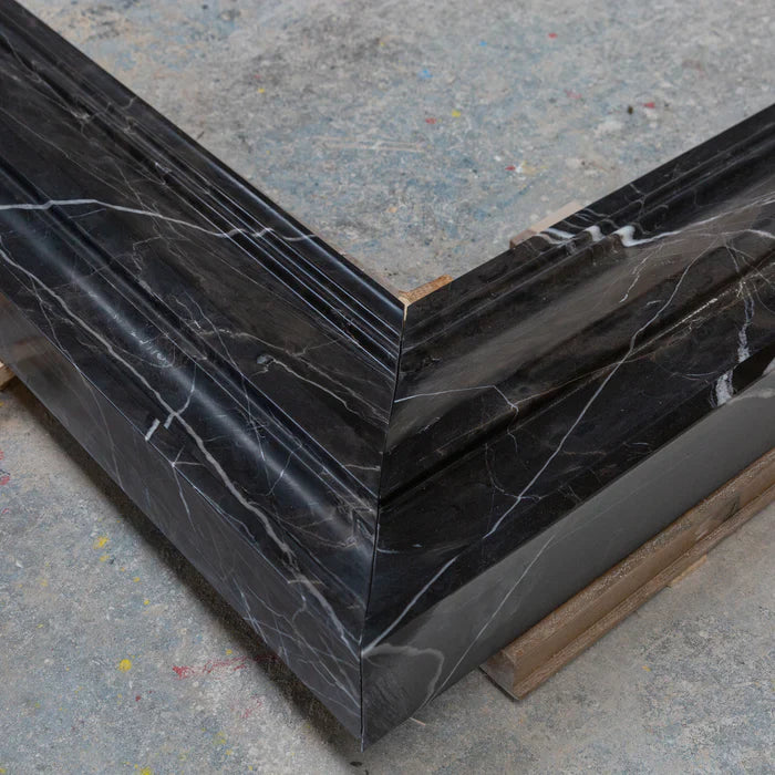 Toros Black Marble Hand-carved Fireplace Mantel Polished (L)49" (H)69" by GobekDesign