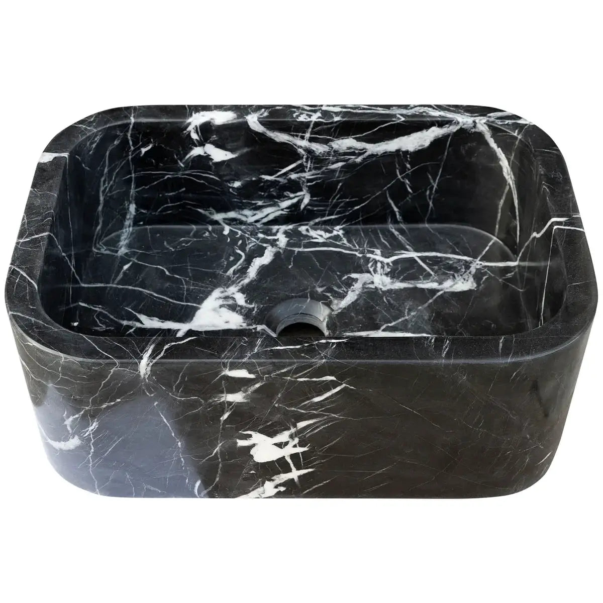 Black Marble Rectangular Wall-Mount Bathroom Sink 12 x 18 x 7 by GobekDesign
