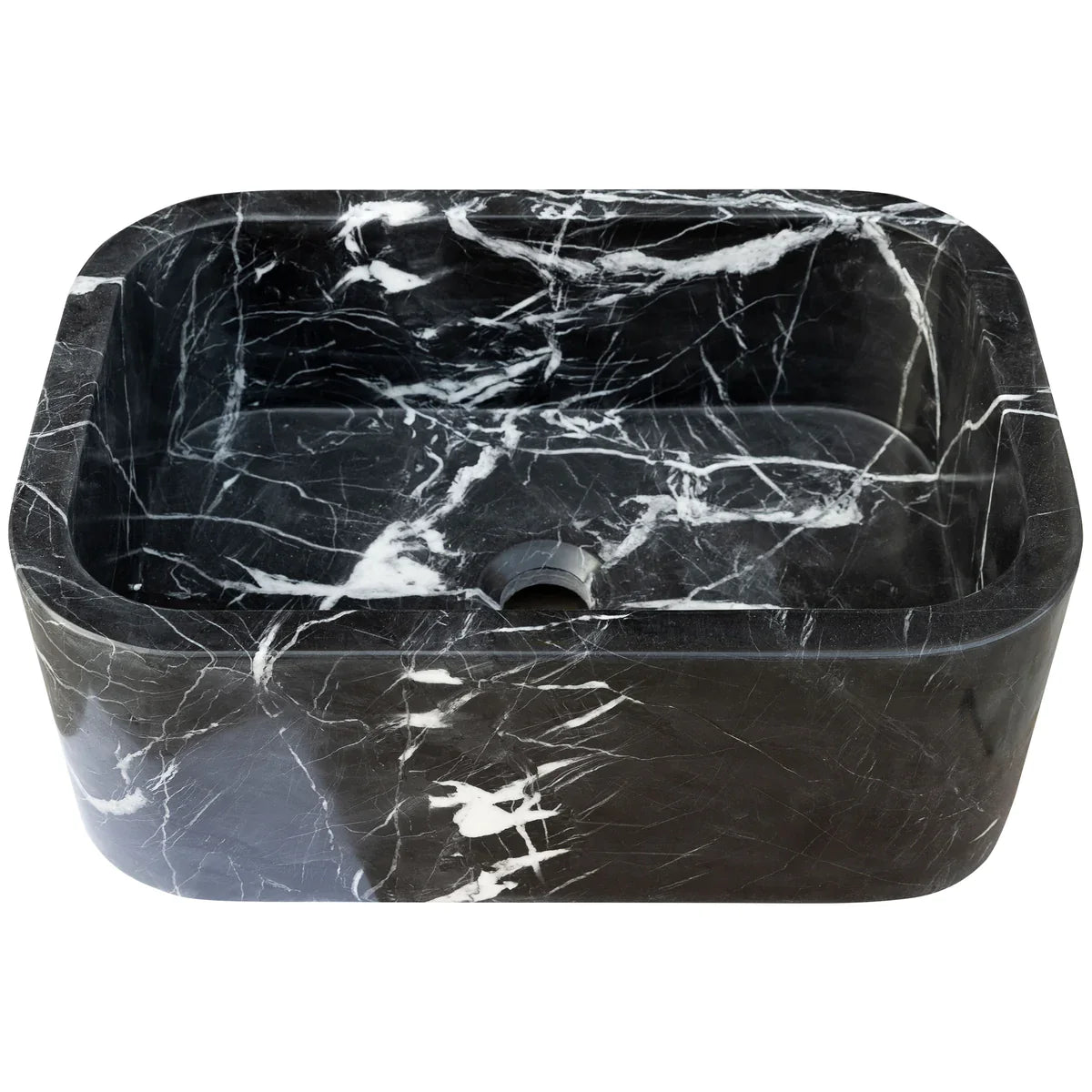 Toros Black Marble Rectangular Wall-mount Bathroom Sink (W)12" (L)18" (H)7" by GobekDesign