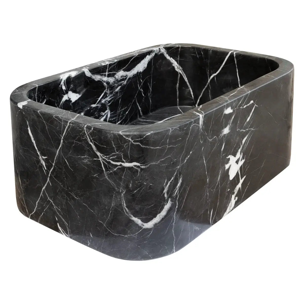 Black Marble Rectangular Wall-Mount Bathroom Sink 12 x 18 x 7 by GobekDesign