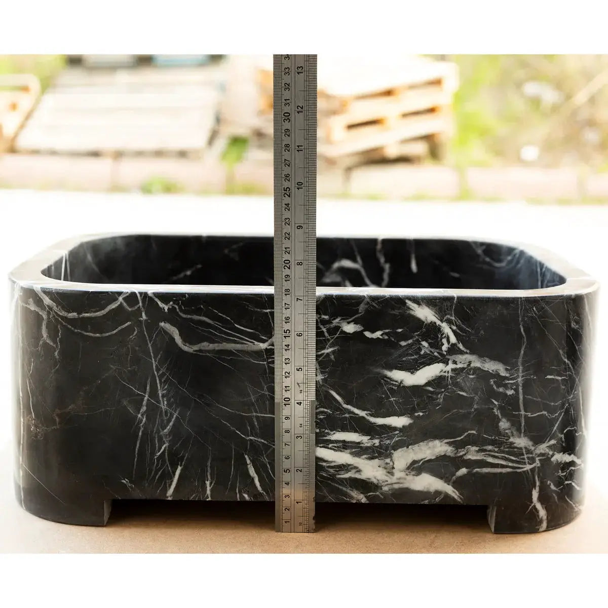 Black Marble Rectangular Wall-Mount Bathroom Sink 12 x 18 x 7 by GobekDesign
