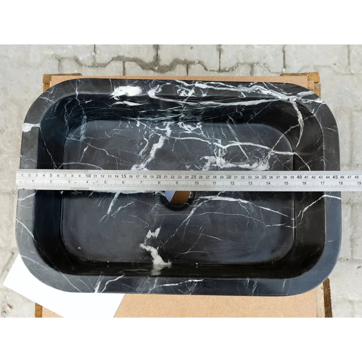 Black Marble Rectangular Wall-Mount Bathroom Sink 12 x 18 x 7 by GobekDesign