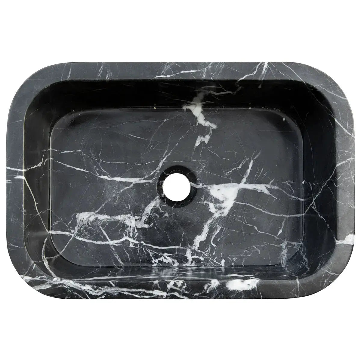 Black Marble Rectangular Wall-Mount Bathroom Sink 12 x 18 x 7 by GobekDesign