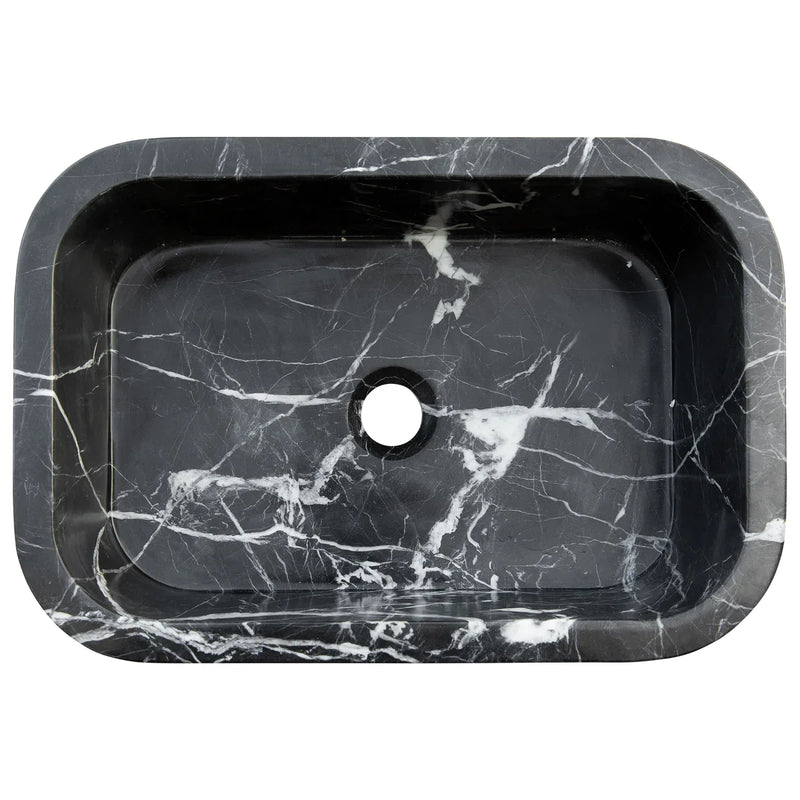 Toros Black Marble Rectangular Wall-mount Bathroom Sink (W)12" (L)18" (H)7" by GobekDesign