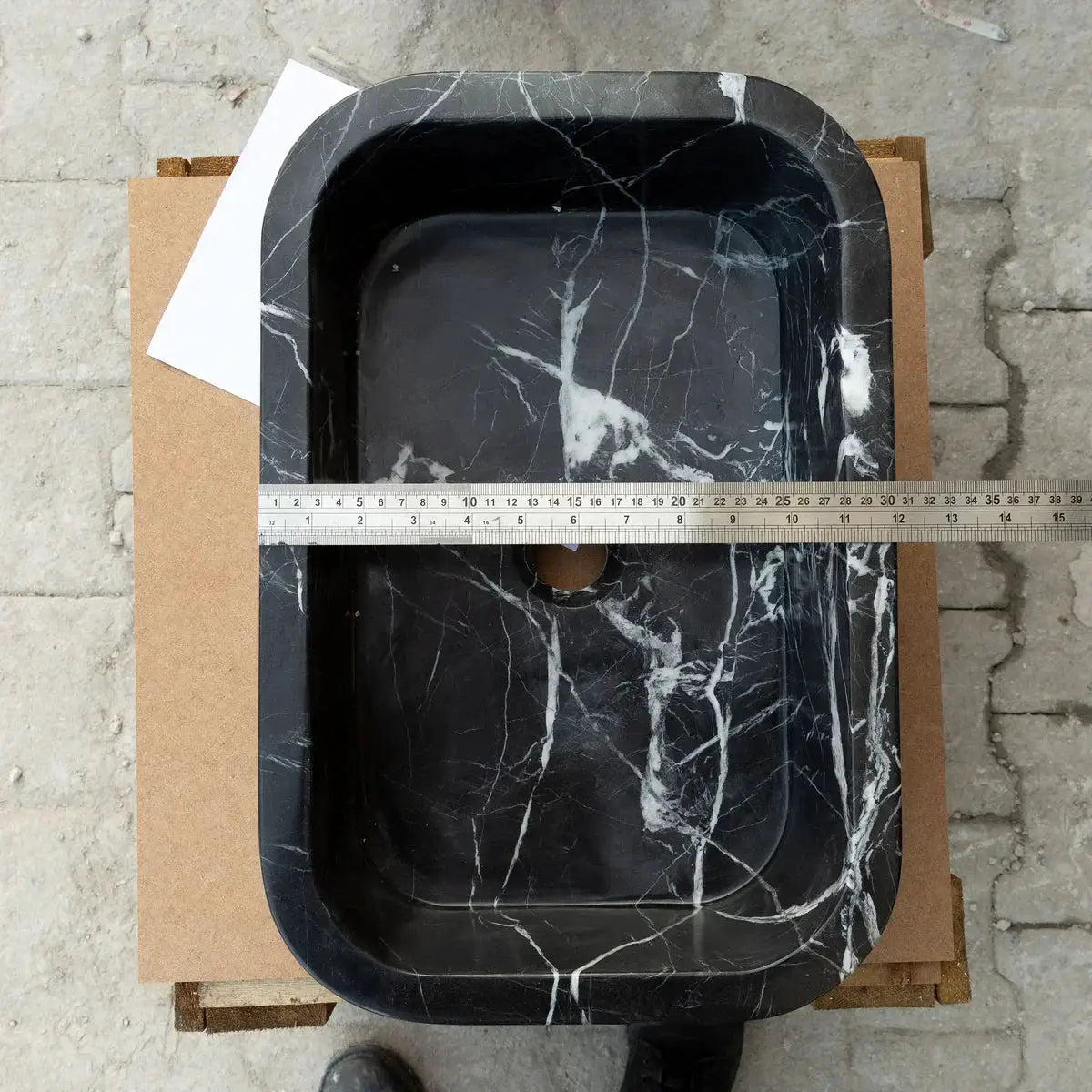 Black Marble Rectangular Wall-Mount Bathroom Sink 12 x 18 x 7 by GobekDesign