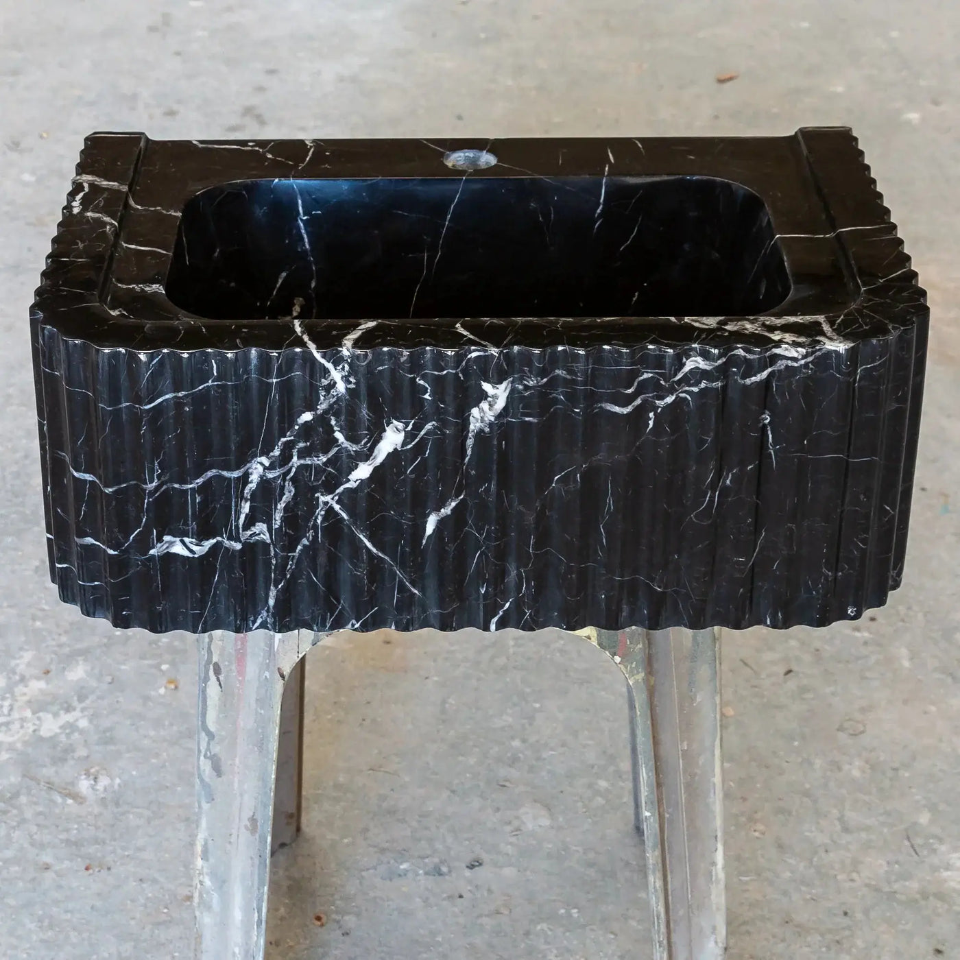 Black Marble Handcrafted Rectangular Sink - Wall-Mount Polished 12x19x7 by GobekDesign