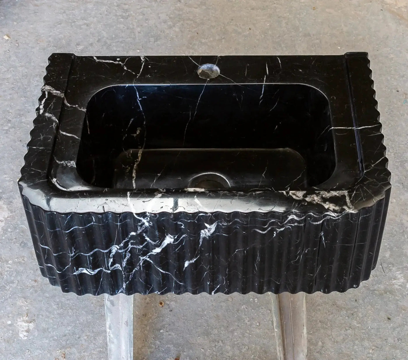Black Marble Handcrafted Rectangular Sink - Wall-Mount Polished 12x19x7 by GobekDesign