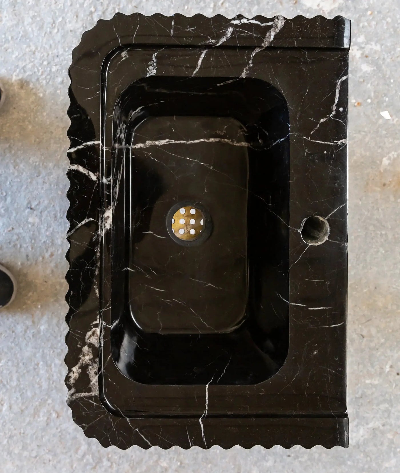Black Marble Handcrafted Rectangular Sink - Wall-Mount Polished 12x19x7 by GobekDesign