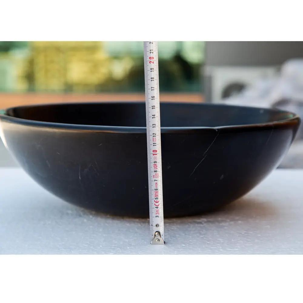 Black Natural Stone Marble Vessel Sink Semi-Polished 16x6 Inches by GobekDesign