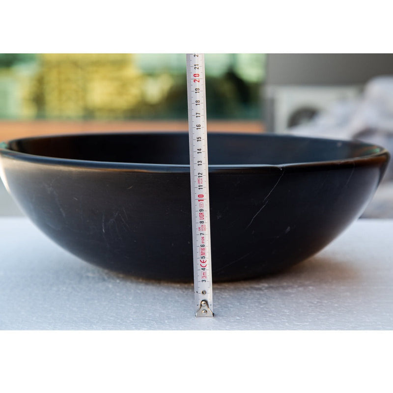 Toros black marble round vessel sink NTRSTC01 (D)16" (H)6" product shot height measure