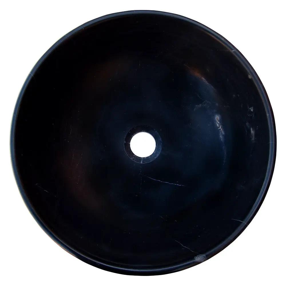 Black Natural Stone Marble Vessel Sink Semi-Polished 16x6 Inches by GobekDesign
