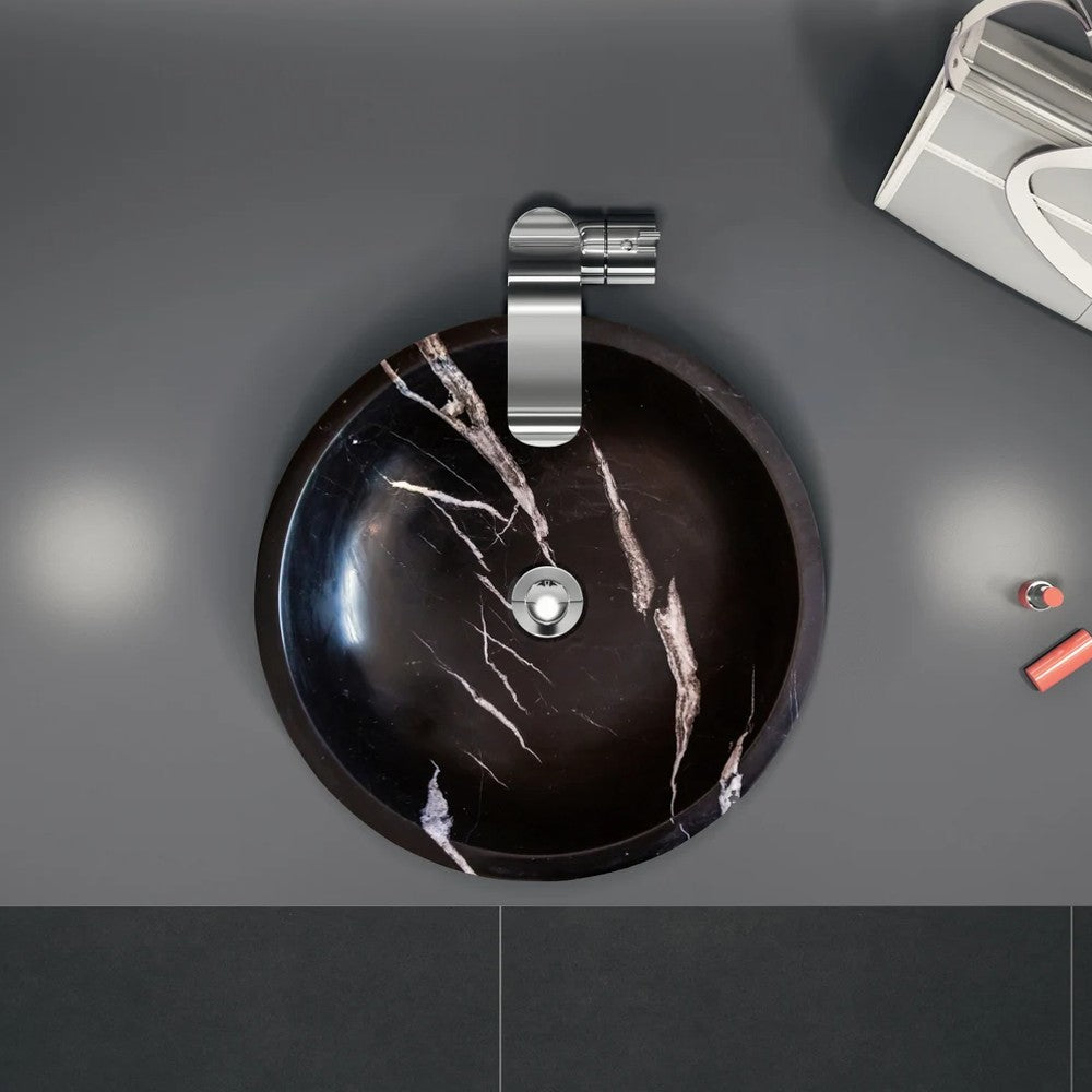 Natural Stone Toros Black Marble Vessel Sink Bowl Polished (D)16" (H)6" by GobekDesign