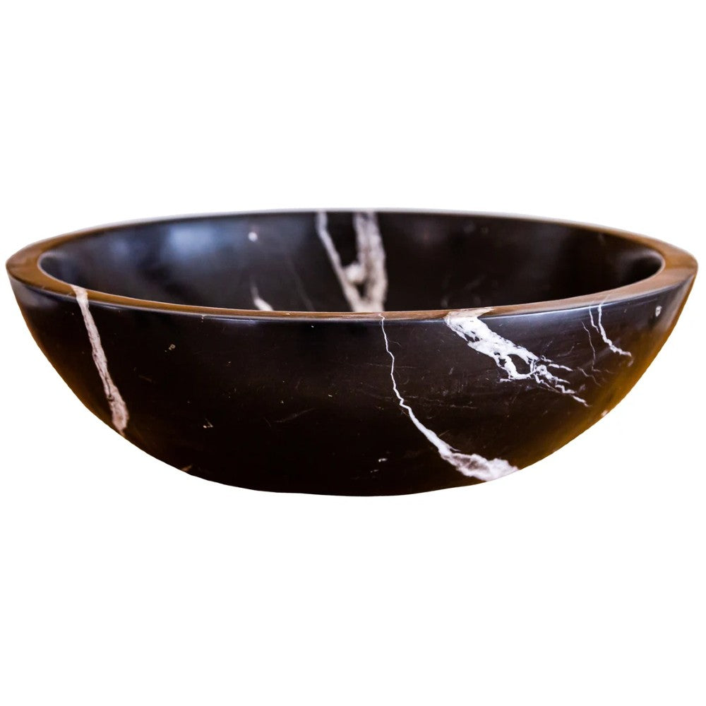 Natural Stone Toros Black Marble Vessel Sink Bowl Polished (D)16" (H)6" by GobekDesign