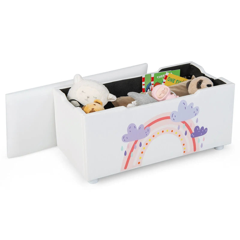 Kids Wooden Upholstered Toy Storage Box with Removable Lid-Navy by DirectDeals