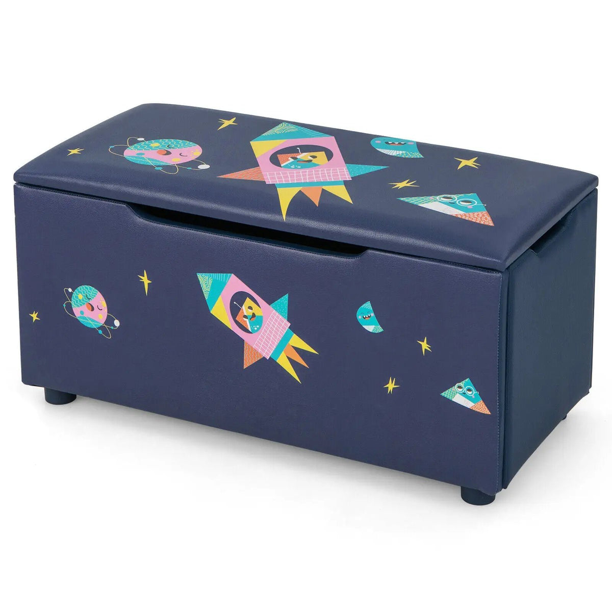 Kids Wooden Upholstered Toy Storage Box with Removable Lid-Navy, photo 4 of 9