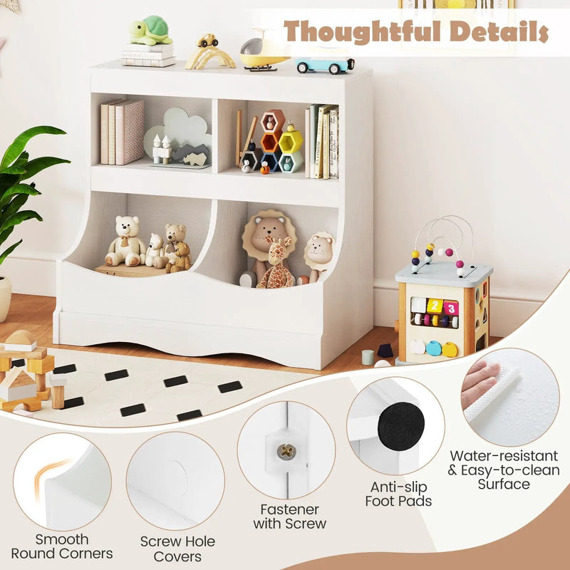 Toy Storage Organizer 4-Cubby Kids Bookcase for Toys and Books by DirectDeals