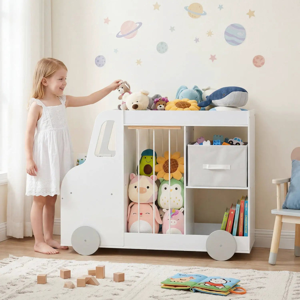 Kids Toy Storage Organizer with Wheels and Stuffed Animal Bin, photo 10 of 16