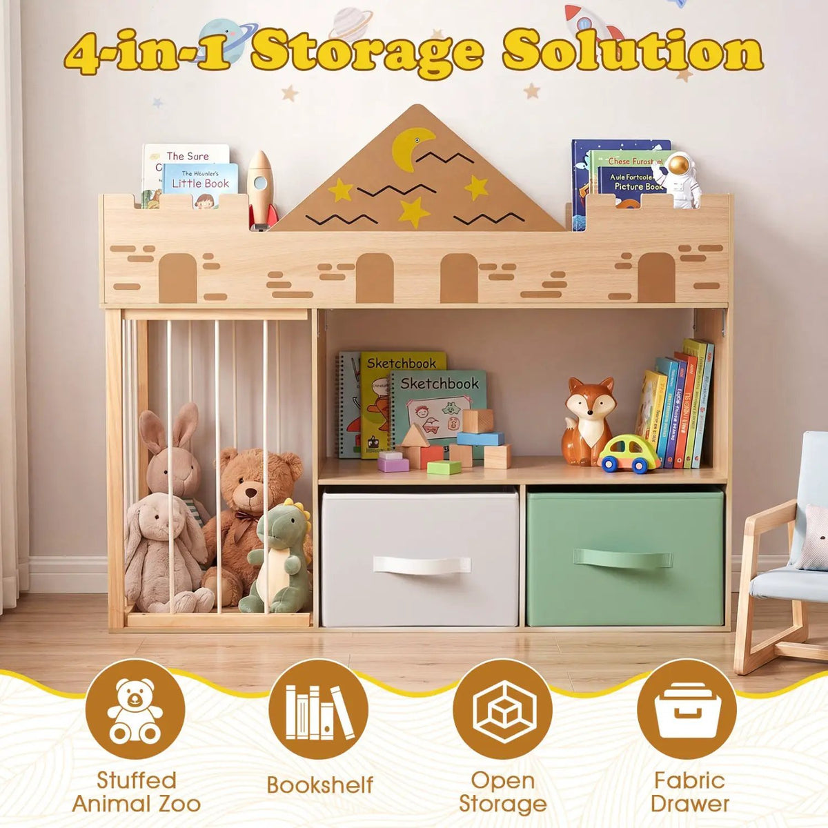 Kids Toy Storage Organizer with Stuffed Animal Holder, photo 5 of 16