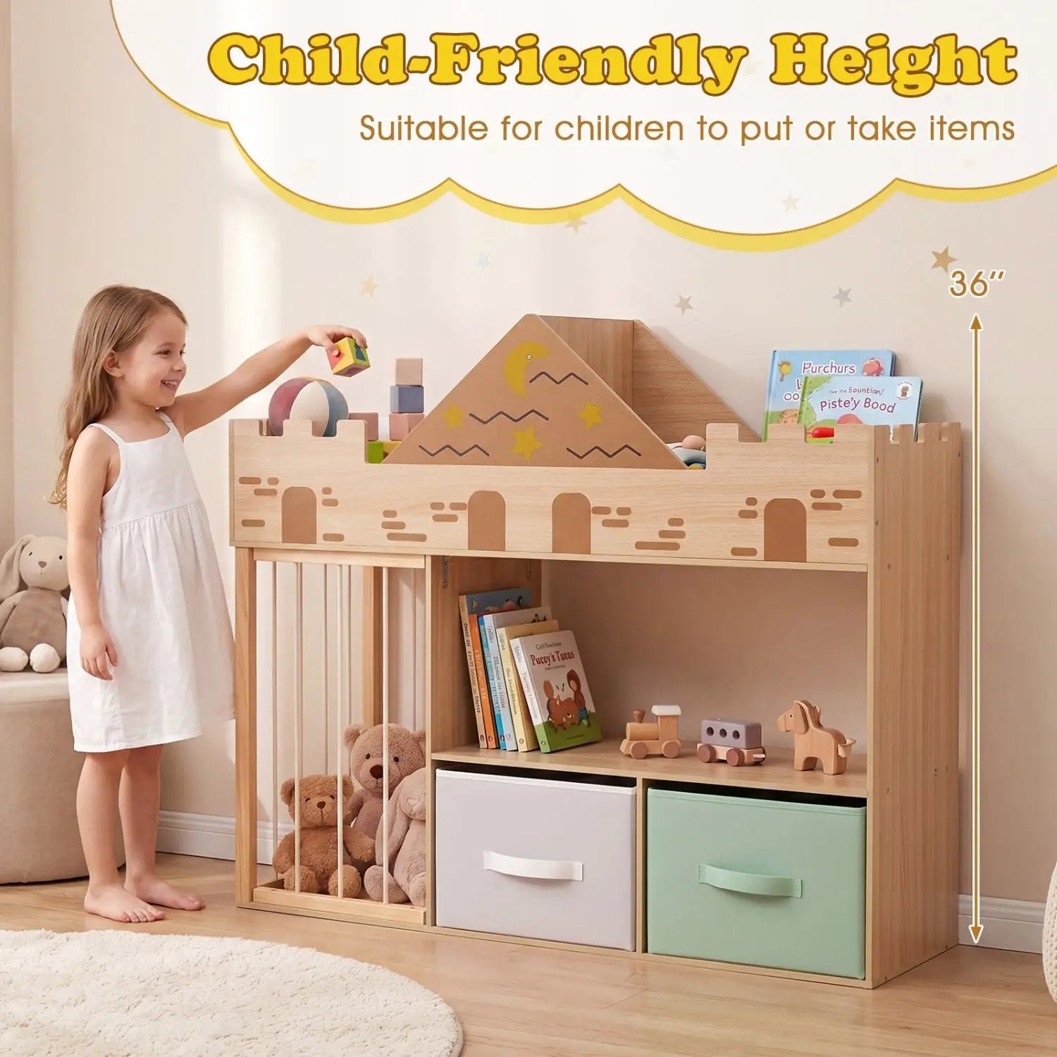 Kids Toy Storage Organizer with Stuffed Animal Holder by DirectDeals