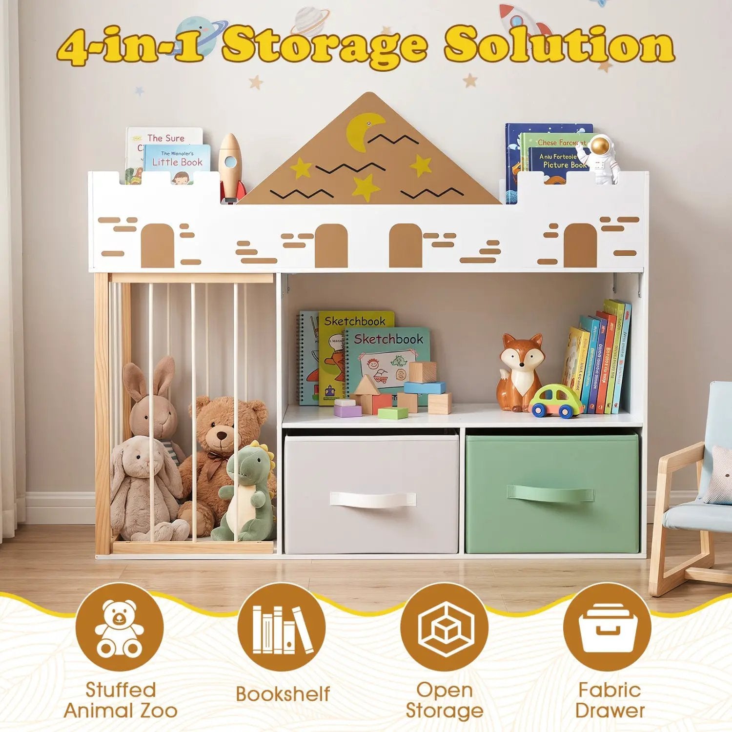 Kids Toy Storage Organizer with Stuffed Animal Holder by DirectDeals