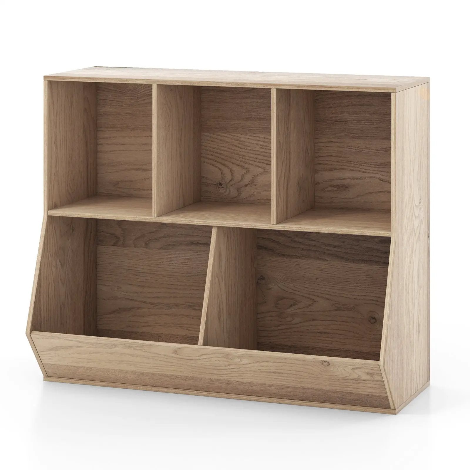 5-Cube Wooden Kids Toy Storage Organizer with Anti-Tipping Kits by DirectDeals