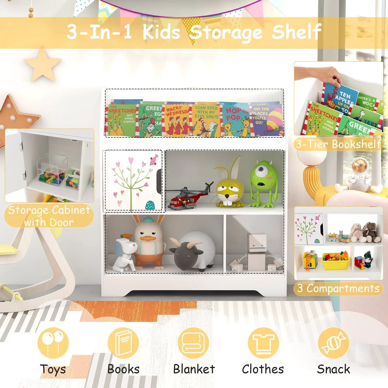 Kids Toy Storage Organizer with Book Shelf and Storage Cabinet by DirectDeals