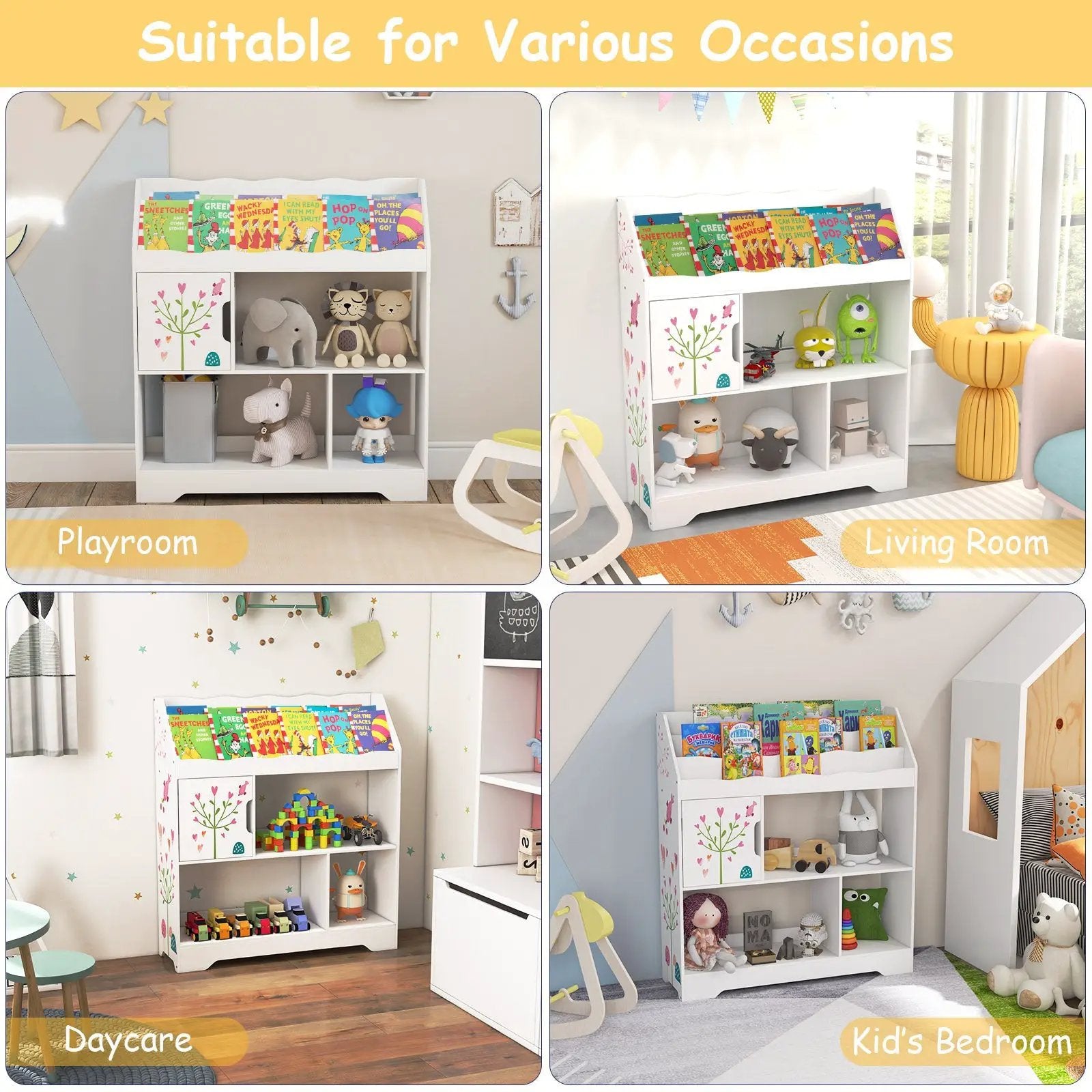 Kids Toy Storage Organizer with Book Shelf and Storage Cabinet by DirectDeals
