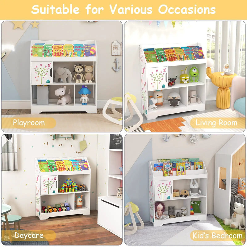 Kids Toy Storage Organizer with Book Shelf and Storage Cabinet by DirectDeals