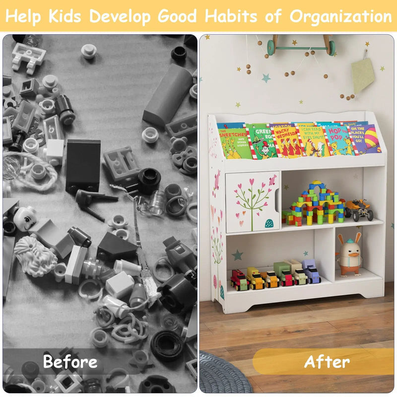 Kids Toy Storage Organizer with Book Shelf and Storage Cabinet by DirectDeals