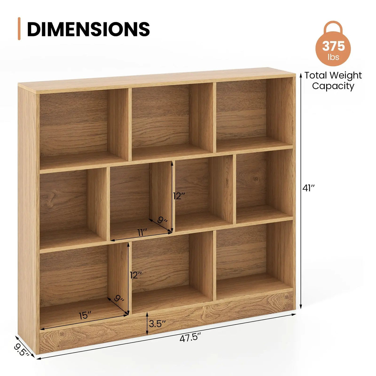 41 inches Wooden Toy Storage Organizer with 10 Cubes for Kids, photo 5 of 9