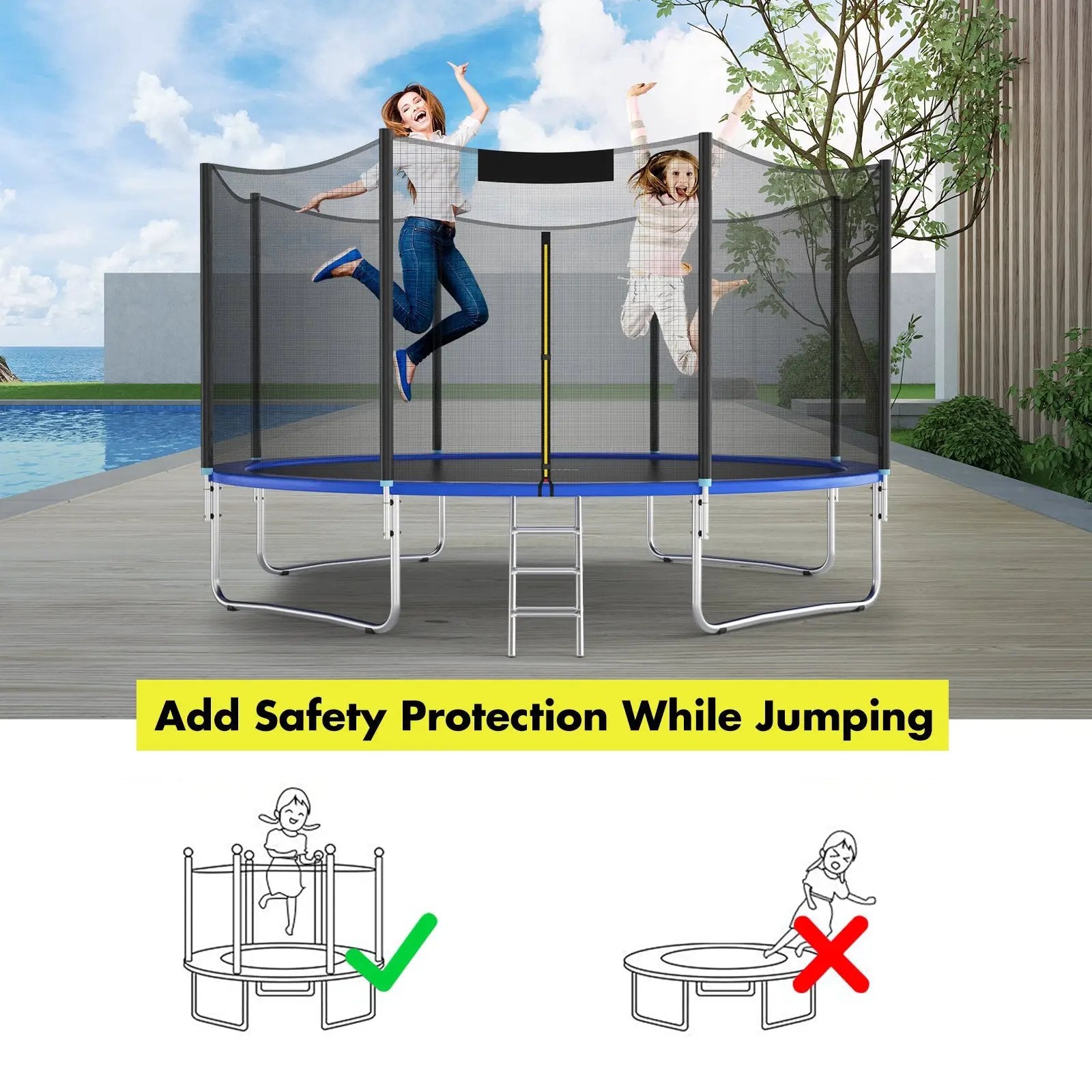 Trampoline Replacement Protection Enclosure Net with Zipper by DirectDeals