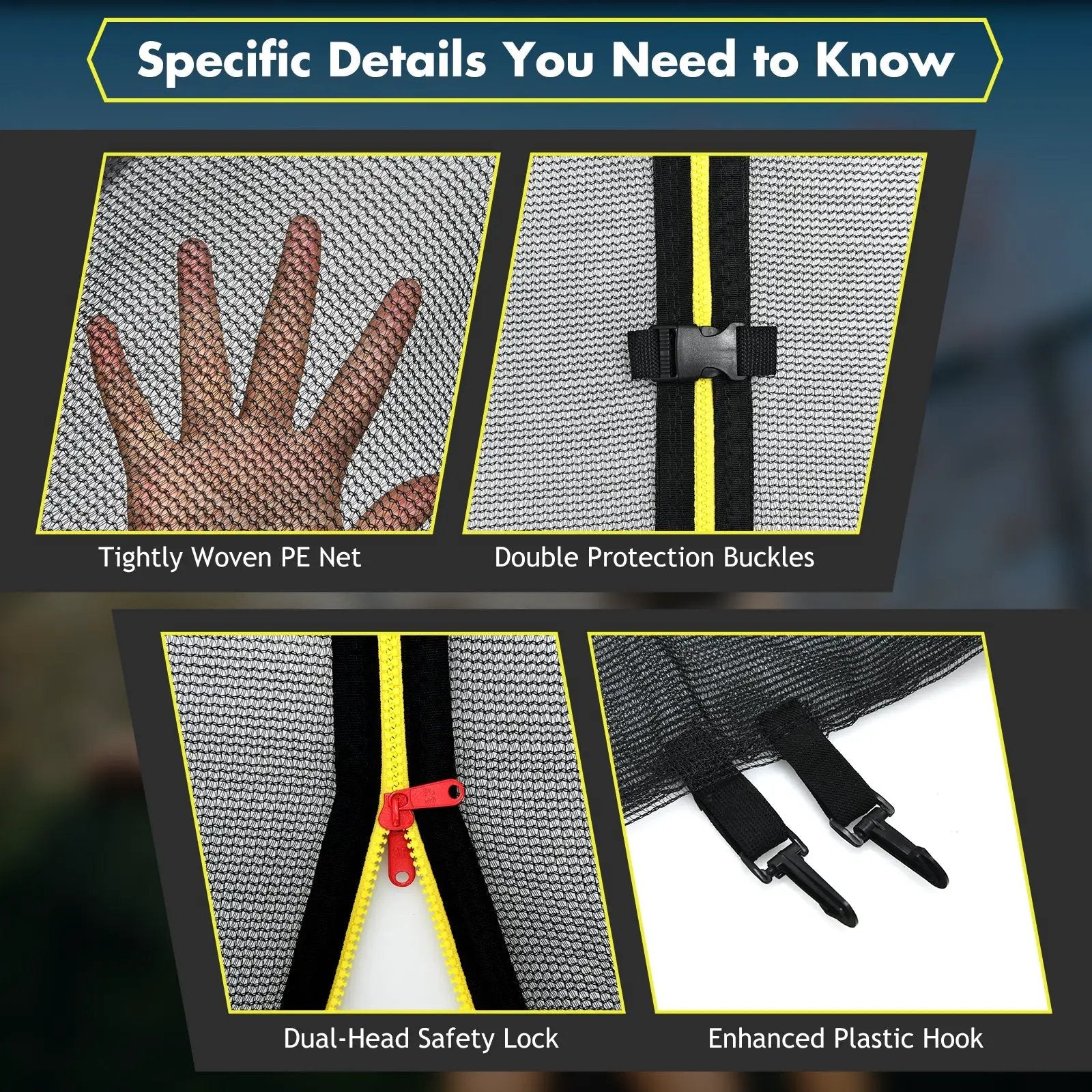 Trampoline Replacement Protection Enclosure Net with Zipper by DirectDeals