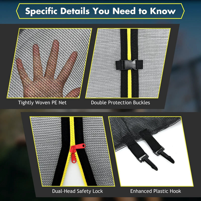 Trampoline Replacement Protection Enclosure Net with Zipper by DirectDeals