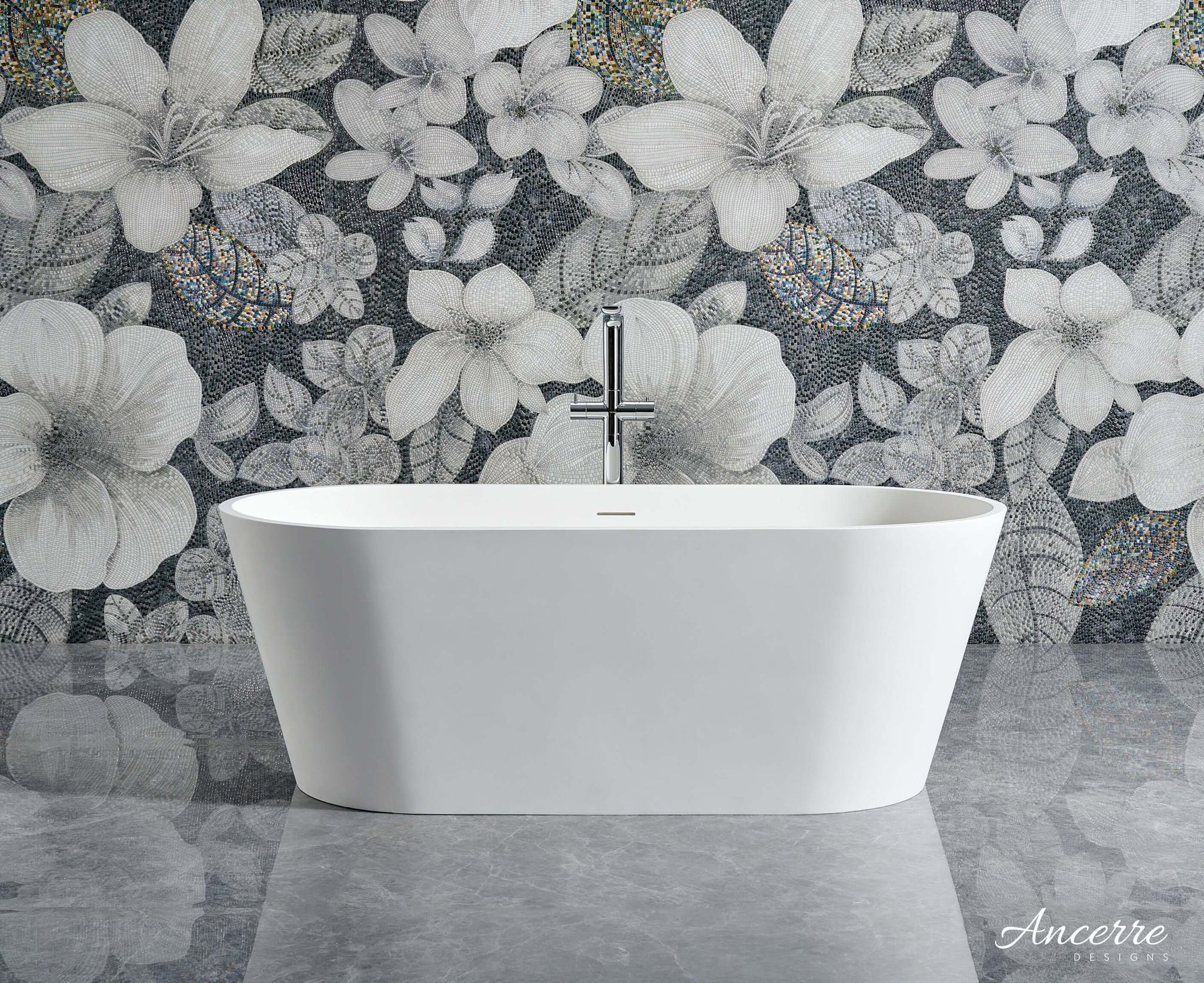 Tranquil Freestanding Solid Surface Bathtub by Ancerre Designs