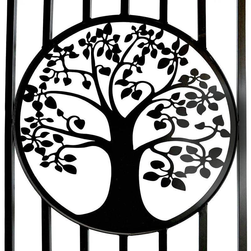 16x8 ft Steel Dual Swing Driveway Gate with Tree Pattern by Chery Industrial