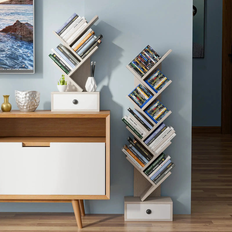 5-Tier Floor Standing Tree Bookcase with Drawer by DirectDeals